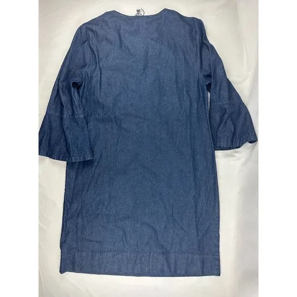 NWT Draper James Chambray Ruffle Shift Dress Size 12 - Picture 4 of 9